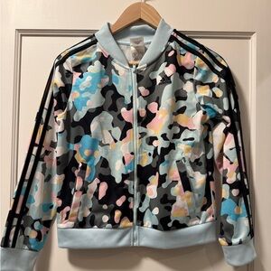 Adidas Blue and Black Patterned Jacket